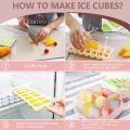 Reusable 14 Cavity Ice Cube Tray Silicone Creative Ice Box Silicone Cooler Ice Mold with Lid Fruit Juice Freezer Box.