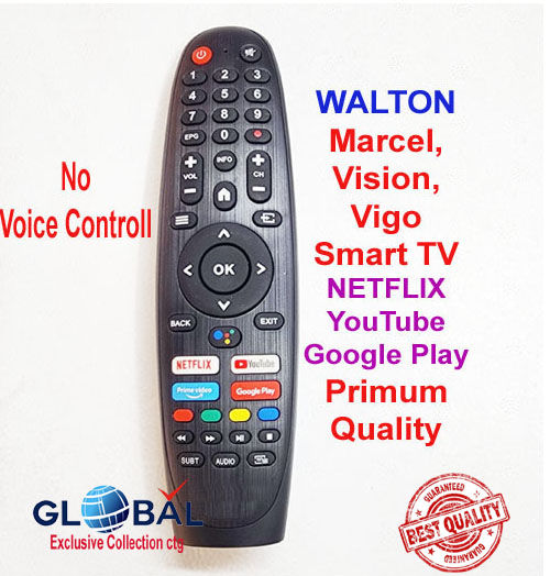Replacement TV Remote Control for Walton/Marcel/Vision, Vigo Android Led TV Without Voice