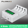 PUJIMAX 4 Slots 1.2V Smart Battery Charger LCD Display For AA/AAA NiCd NiMh Rechargeable Battery Portable Fast Charging Adapter. 
