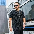 Man Big Size Summer Short-sleeved Cotton T-shirt Fashion Casual Fat Guy Loose Vertical Striped Large Size Shirt Man Size XL-6XL.