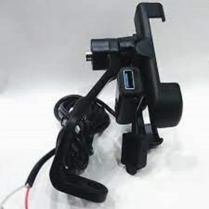 Motorcycle Phone Holder with USB Charger 360 Rotation Bike Mobile Charger Fast Charging Bike Mobile Holder