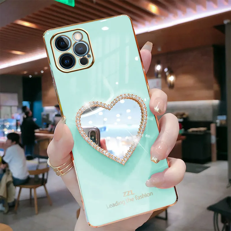 Miagon Custodia Con Specchio E Stand Per Huawei P30 Lite - Cover Morbida In TPU Con Effetto Sabbie Mobili Glitter