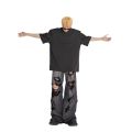 Men's Distressed Beggar Hole Hip-hop Baggy Jeans Y2k Streetwear Wide Leg Straight Loose Denim Cargo Pants. 