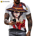 Summer Anime Konosuba T-shirt Kawaii White T-shirt 3D Printing Men and Women T-shirt Megumin Men Streetwear Sportswear Tee. 