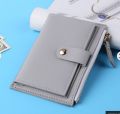 Women PU leather short pocket buckle zipper wallet Korean mini plain color flap trend purse multi-card high capacity card holder. 