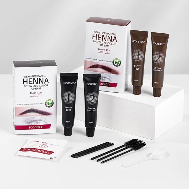 Professional Henna Eyelash Eyebrow Dye Tint 15-minute Fast Deying Cream Tattoo Brow Semi Permanent Eyebrows Tint Dye Makeup Abandon Abandon