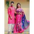 Trendsetter - Fashion Innovator - Superb Quality - Dhupiyan Silk Sharee and Cotton panjabi For Combo Couple Dress - Trend and Needful. 
