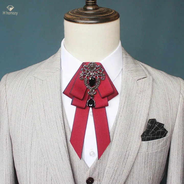 Pre%20Tied%20Bow%20Tie%20Brooch%20Pin%20Retro%20Style,%20with%20Long%20Ribbon%20,%20Adjustable%20,Rhinestone%20Clothing%20Accessories%20Necktie%20for%20Wedding%20Teens%20-%20Image%202