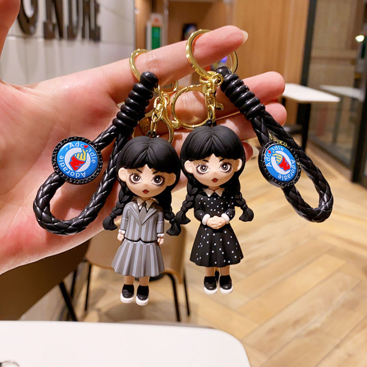 New Wednesday Dress Girl Keychain Exquisite Figure Model Doll School Bag Hanger Chain Keychain Gift