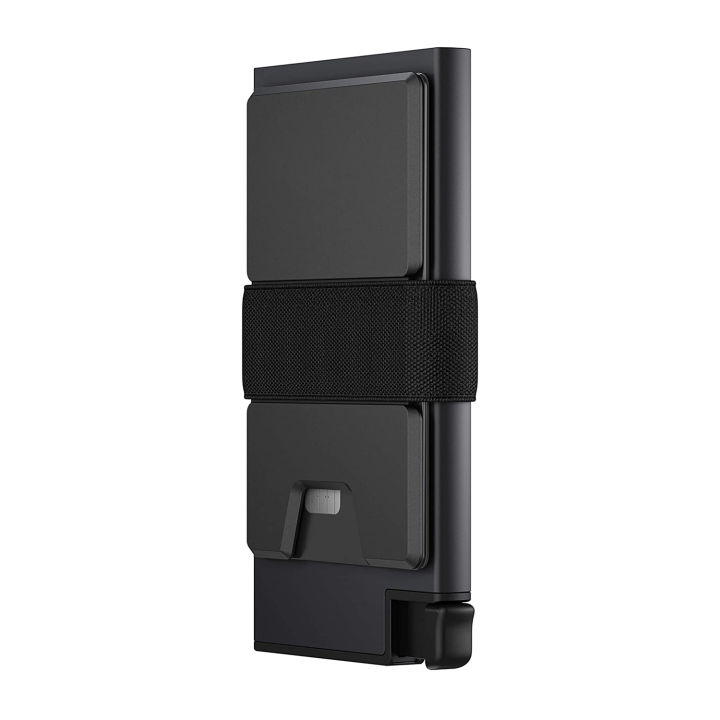 SEMORID New Men Business Credit Card Pop Up Wallet RFID Blocking Slim Minimalist Card Holder (Binding strap + aluminum sheet)