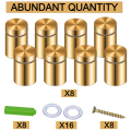 NXFDSIOZ 16 Pack Standoff Screws 3/4 x 6/5 Inch Gold Sign Standoffs Hanging Acrylic Picture Frame Advertising Screws Kit.