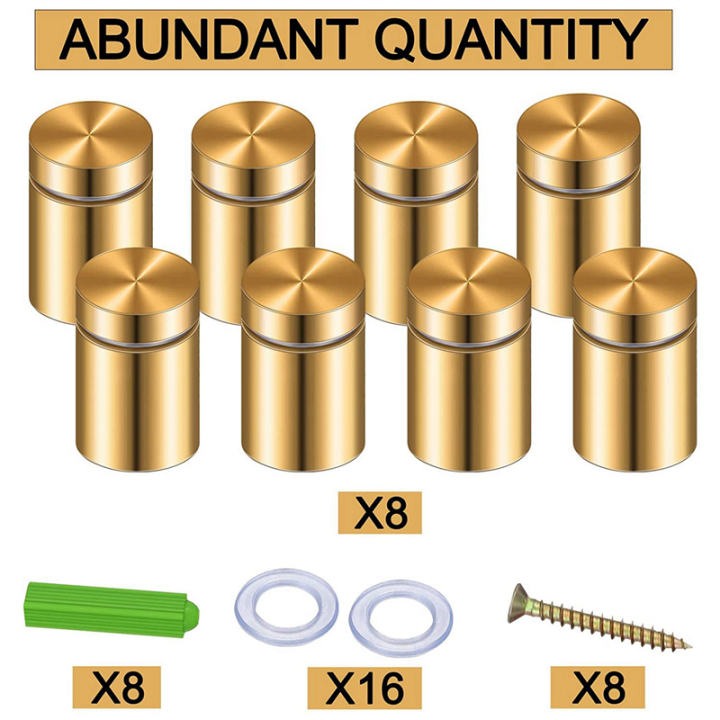 NXFDSIOZ%2016%20Pack%20Standoff%20Screws%203/4%20x%206/5%20Inch%20Gold%20Sign%20Standoffs%20Hanging%20Acrylic%20Picture%20Frame%20Advertising%20Screws%20Kit%20-%20Image%204