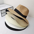 Panama straw hat man summer outdoor outing sunscreen sun hat British simple casual hat beach sun hat. 
