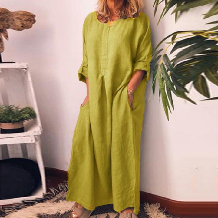 s!!!%20Casual%20Women%20Solid%20Color%20Oversize%20Maxi%20Cotton%20Linen%20Long%20Shirt%20Kaftan%C2%A0Dress%20House%20Foocus%20-%20Image%204