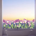 Surface visible glass sticker self-adhesive window sticker double photo tulip flower BR0033-41D fully transparent UV plant flower. 