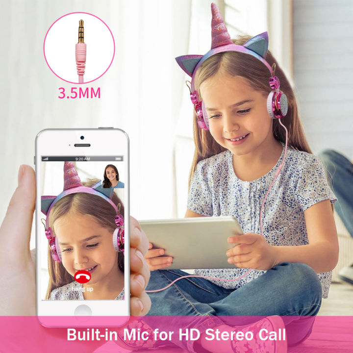 New%20Cute%20Cartoon%20Diamond%20Unicorn%20Girl%20Gift%20Preent%2085dB%20afe%20Volume%20Limited%20Wired%20Kid%20Headphone%20With%20Microphone%20Headet%20Girl%20Daughter%20Muic%20tereo%20Compitable%20for%20computer%20and%20Phone%20For%20Kid%20Online%20Learning%20-%20Image%204