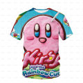 Boys and girls' clothes Kirby cartoon 3D T-shirt baby T-shirt top 4T-14T children's casual T-shirt street wear.