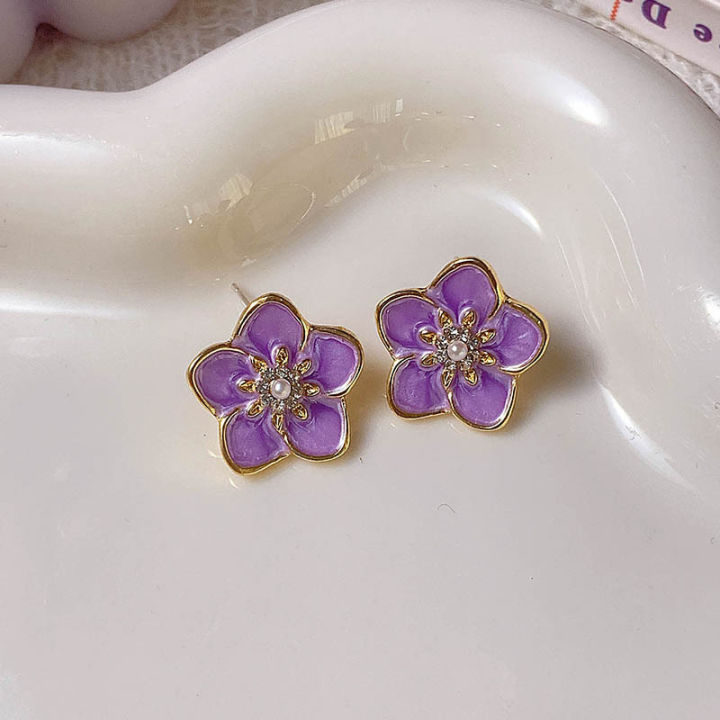 Super%20fairy%20purple%20stud%20earrings%20clip%20women's%202024%20new%20light%20luxury%20niche%20lavender%20earrings%20temperament%20and%20versatile%20earrings%20-%20Image%206