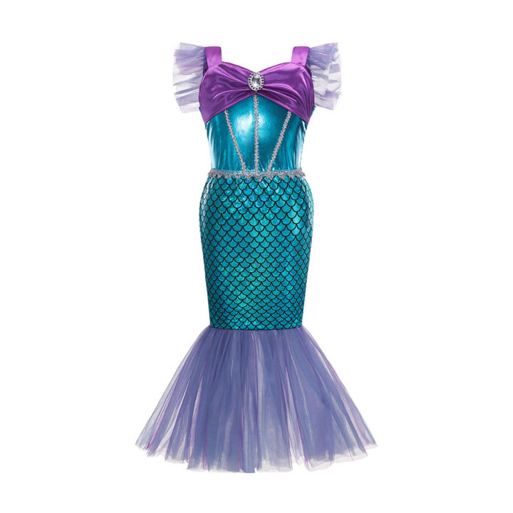 Disney%20Children%20Mermaid%20Tail%20Swimsuit%20Girl%20Beach%20Clothes%20Bikini%20Wreath%20Bathing%20Suit%20Set%20Swimming%20Party%20Cosplay%20Mermaid%20Costume%20-%20Image%204
