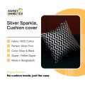 Silver Sparkle Cushion Cover, Silver & Black, (14"x14") Only Cover. 