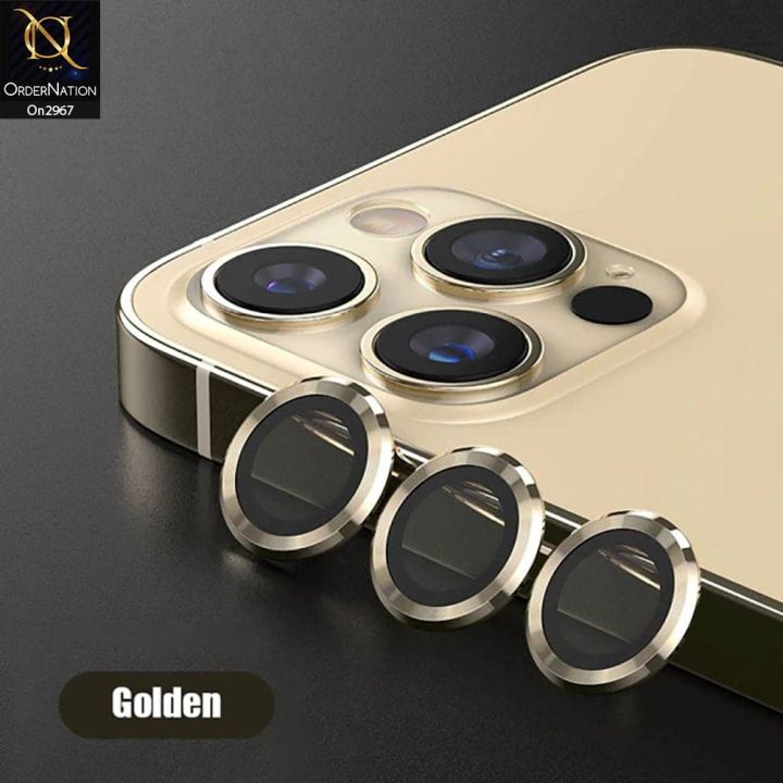 Apple iPhone 11pro/11 pro max (Gold) WSKEN Metal Ring Tempered Glass Camera Lens Protector for Guard Your Camera with Style