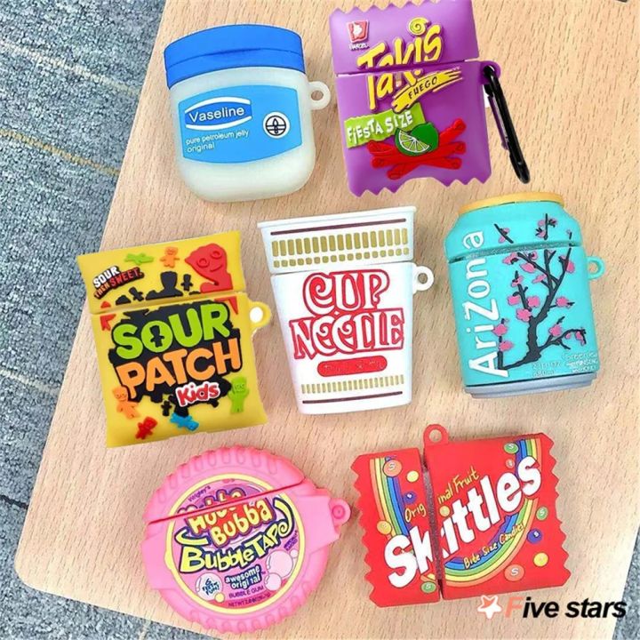 3D Cute Skittles Bubble Gum Plum Flower Drink For Airpods 3 2 Pro Earphone Case Charge Box Soft Wireless Bluetooth Protect Cover Moonlight Shines