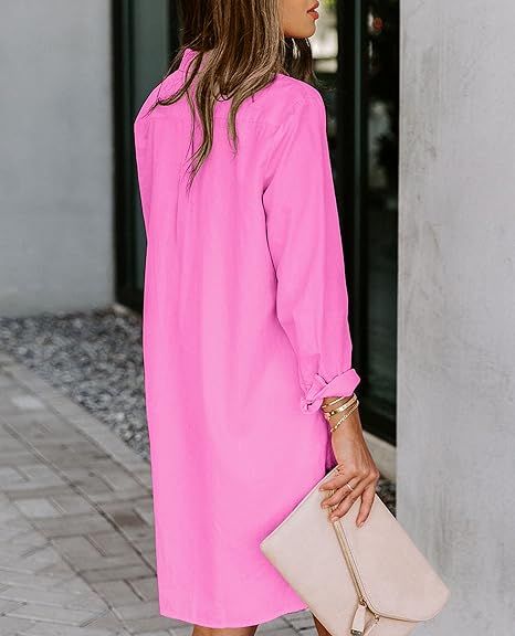Womens%20Button%20Down%20Shirt%20Dresses%20with%20Pockets%20Cotton%20Button%20Up%20Tunics%20Long%20Sleeve%20Solid%20High%20Low%20Blouse%20Tops%20For%20Summer%202025.%20-%20Image%208