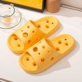 Bathroom Shower Slippers Hollow Out Women Cheese Slides Summer EVA Shoes Soft Anti Slip Flip Flops Indoor Sandals.