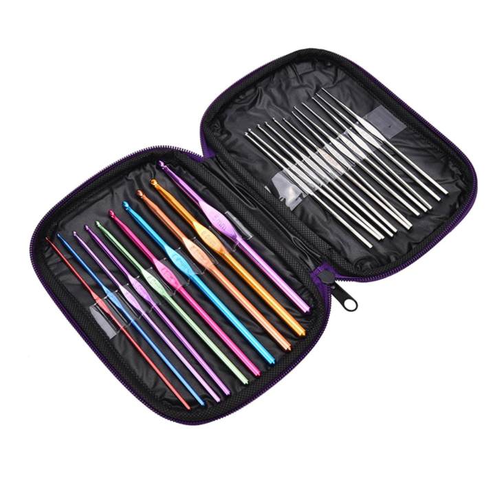 22pcs%20Set%20Multi-Colour%20Aluminum%20Crochet%20Hooks%20Needles%20Knit%20Weave%20Craft%20Yarn%20-%20Image%203