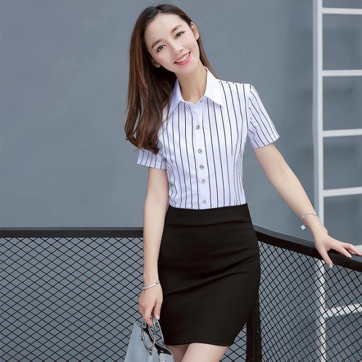 White%20Shirt%20Women's%20Professional%20Slim%20Fit%20Black%20and%20White%20Striped%20Overalls%20Formal%20WearolLarge%20Size%20White%20Shirt%20Summer%20-%20Image%205