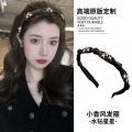 Retro Diamonds Eight-Pointed Stars Pearl Square Knotted Hair Hoop Niche Mori Style Headband Temperament Entry Lux High-Grade Hair Accessories for Women. 