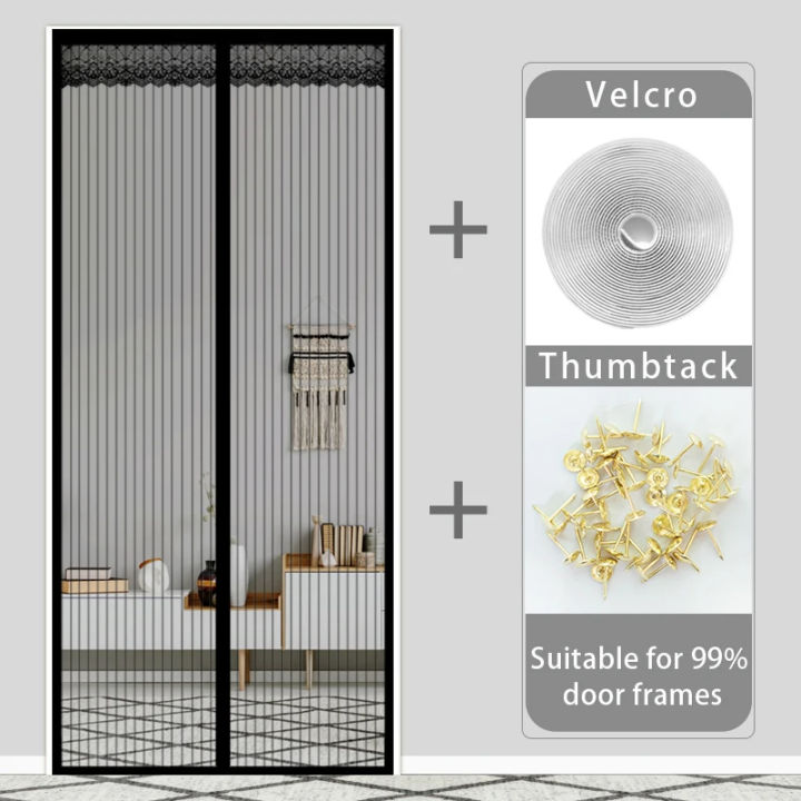 2024 New Black Magnetic Door Curtain Mosquito Netting Door Anti Mosquito Net Automatic Closing