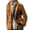 【Alien Alien】 Retro Men Trench Coat Stylish Multi-pockets Fuctional Winter Jacket Solid Color Single-breasted Male Coat. 