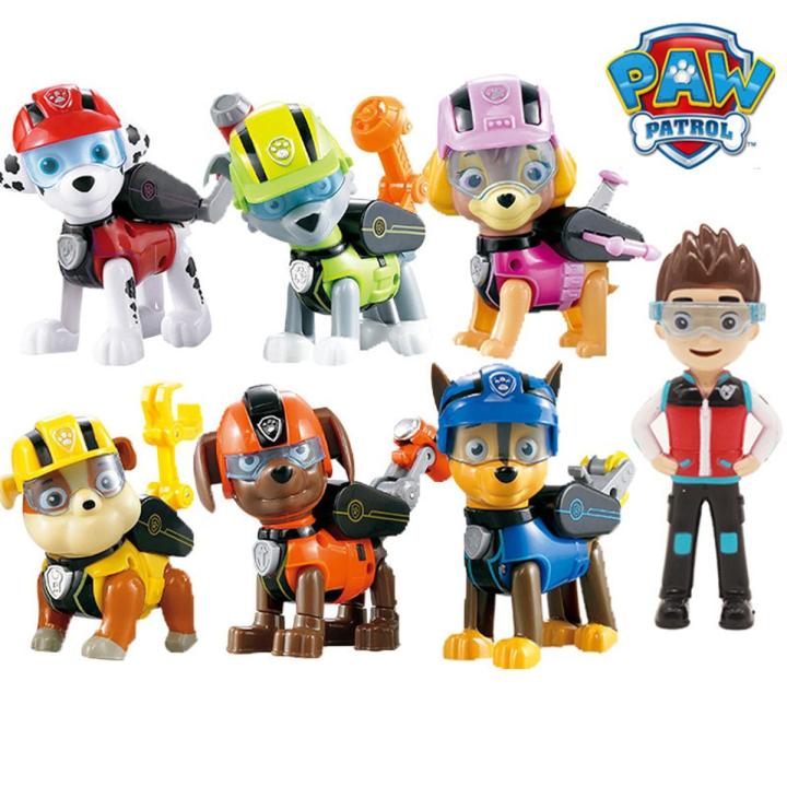 【The road to happiness Store】7pcs/set Paw Patrol Toys Dog Can Captain Ryder Pow Patrol Psi Patrol Action Figures Toys for Children Gifts