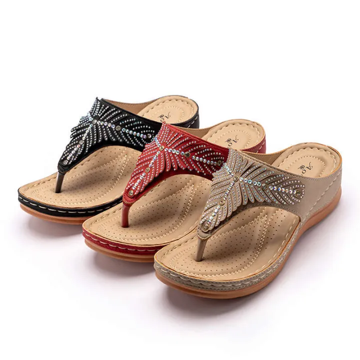 2022%20New%20Slippers%20Women's%20Summer%20Fashion%20Water%20Diamond%20Slope%20Heel%20Sandals%20for%20Leisure%20Vacation%20Feet%20Clip%20Flip%20flops%20-%20Image%205