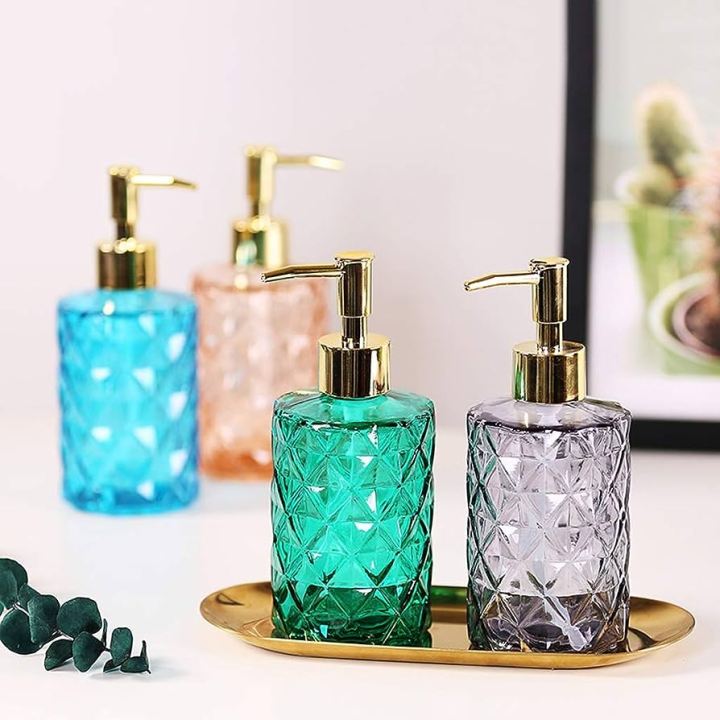 Glass%20Soap%20Dispenser%20with%20%20Rust%20Proof%20Pump,%20Refillable%20Liquid%20Hand%20Soap%20Dispenser%20for%20Bathroom,%20Premium%20Kitchen%20handwash%20Dispenser%20(Clear)%20%20Diamond%20Design%20-%20Image%208