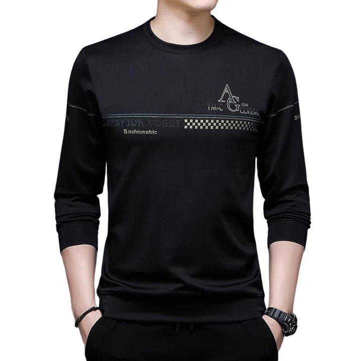 High Staylish Full Sleeve Black T-Shirt For Men - T Shirt For Man - গেঞ্জি ছেলেদের