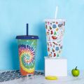 710ml Straw Cup With Lid Color Change Coffee Cup Reu Cups Plastic Tumbler Matte Finish Reu Plastic Cup.