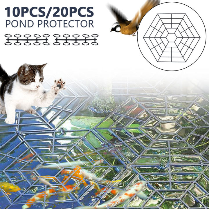 20pcs Pond Fish Protection Net Ponds Protective Cover UV-resistant Sink Plastic Floating Guard Pond Guard Fish Netting Hexagonal