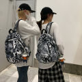 Schoolbag Men's Trendy Korean Style Printed Graffiti High School Student Large Capacity Domineering Backpack Junior High School Student College Female Backpack.