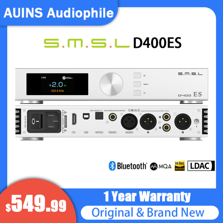 SMSL D400ES Audio Decoder MQA-CD DAC Chip ES9039MSPRO MQA XU316 DSD512 AES I2S 32bit/768kHz Bluetooth5.1 With Remote Control