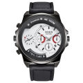 XINEW Sports Men Calendar Sub-dials Decor Leather Band Quartz Wrist Watch.