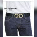 Ferragamo High Quality Men's Black Belt Leather Male Strap Pin Buckle Casual Belt.