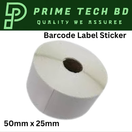 "Premium Barcode Sticker Roll 50mm x 25mm, DT, Core 1.5 Inch, 1000 Pcs Per Roll - White, Highly Adhesive (1 Roll)"