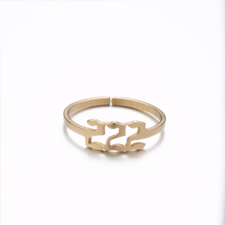 Elegant%20Non%20Tarnish%20Silver%2018K%20Gold%20Plated%20111-999%20Woman%20Stainless%20Steel%20Adjustable%20Angel%20Number%20Rings%20Jewelry%20-%20Image%202