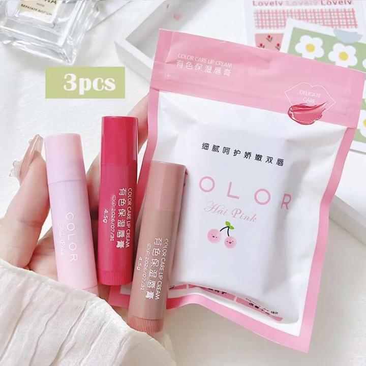 Latei Posies 1/3pcs Lip Balm Moisturizing Anti-dry Lip Balm Anti-cracking Lipstick Colored Lip Tint Easy To Carry Makeup Lip Care Cosmetics