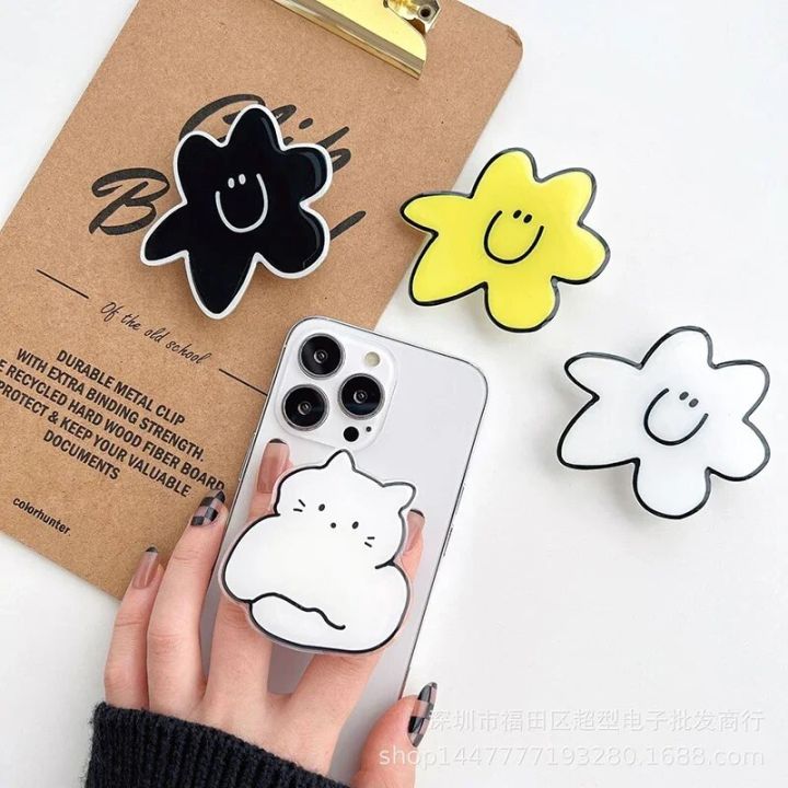 Korean%20Cute%20Clear%20Acrylic%20Grip%20Tok%20Phone%20Holder%20Facial%20Mask%20Flower%20Heart%20Smartphone%20Ring%20Griptok%20Universal%20Cartoon%20Pocket%20Socket%20-%20Image%203