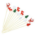 50Pcs Christmas Bamboo Food Picks Toothpicks Santa Dessert Buffet Fruit Salad Christmas Decoration New Year Xmas Party Supplies.