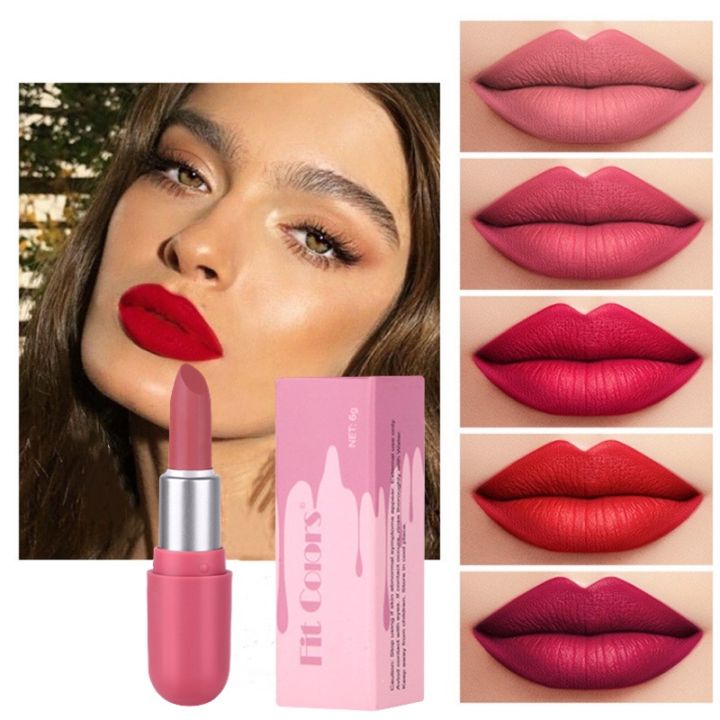 5 Colors Velvet Matte Lipstick Mini Capsule Design Waterproof Sweatproof Long-lasting Natural Non-fade Portable Cosmetics