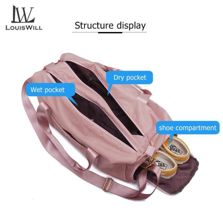 LouisWill%20Women%20Travel%20Bag%20Waterproof%20Weekender%20Bags%20Oxford%20Cloth%20Luggages%20Handbag%20Shoulder%20Traveling%20Dry%20and%20Wet%20Separation%20Sport%20Bag%20Fitness%20Bag%20Gym%20Totes%20for%20Men%20Women%20(%20Pink/Black)%20-%20Image%203